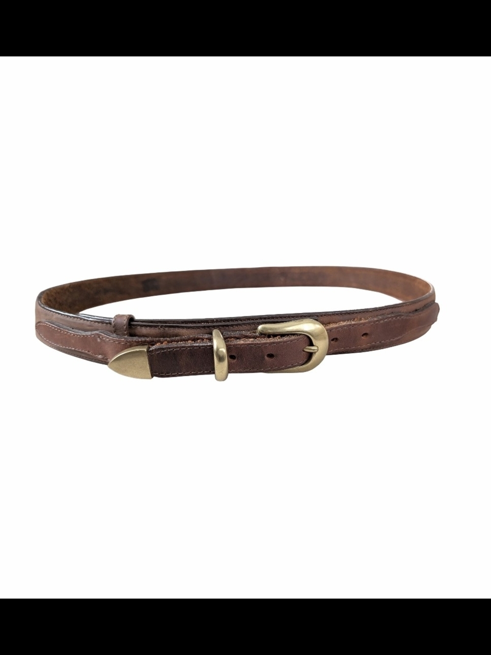 Vintage Unisex Eddie Bauer Leather Belt - Made in USA - Brown - Size 35-38